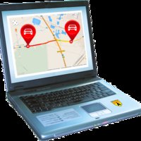 Laptop zeigt Car Tracking Programm an